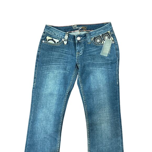 Rare NWT Vintage Coogi 29"W 31"L Low-Rise Flare Jeans Y2K Geometric Embroidery - Picture 12 of 16